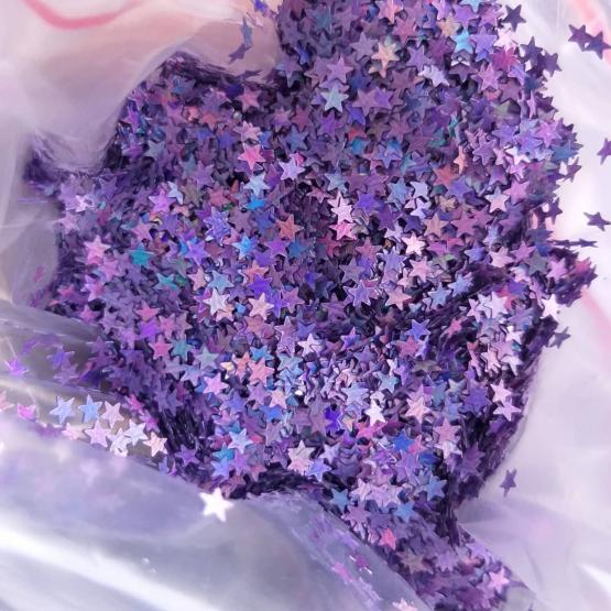 Звездочки глитер фиолетовый 3,5 мм фото 