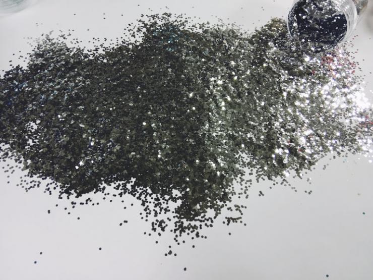 Шестигранники глитер серебро 1 мм в баночке фото 