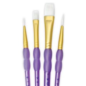 Набор универсальных кистей  White Talkon фиолетовая ручка 4 штуки
