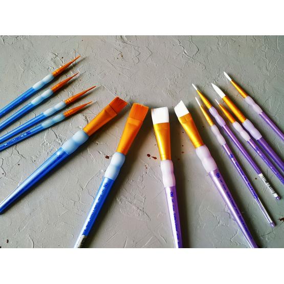 Кисть плоская скошенная  White Talkon #5/8  фиолетовая ручка фото 2