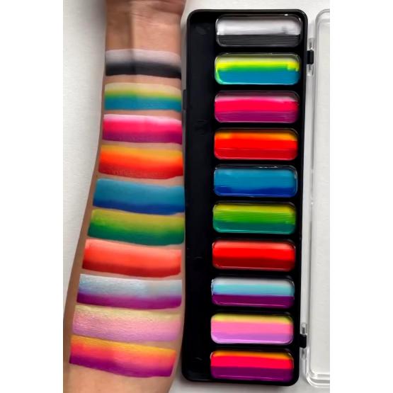 Аквагрим MAG палитра  База 10 сплит-кейков х 12 гр + 2 кисти фото 2