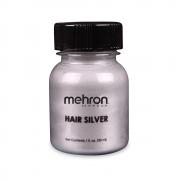 Mehron краска для волос  серебро  30 мл с кистью