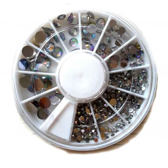 Стразы белые (радужные) разного размера 500 шт колесо фото 