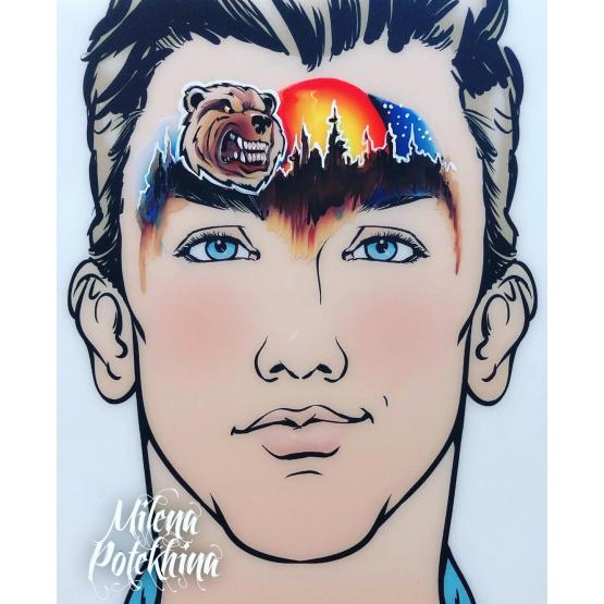 Трафарет для аквагрима MILENA STENCILS злой медведь A8 Милена фото 2